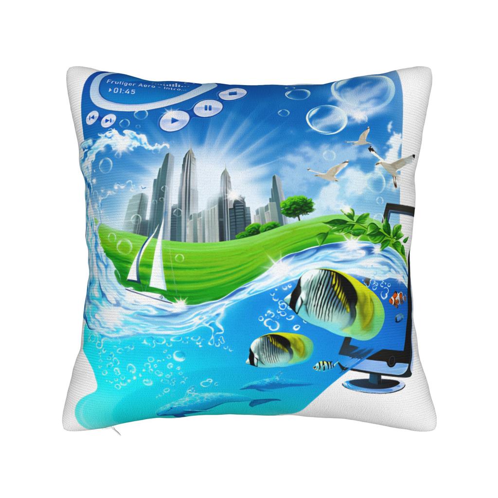 Frutiger Aero Maximalism Square Pillow Case Cushion Covers Vintage Polyester Decorative Pillowcase for Car 45*45cm