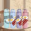 1PC Bacon Egg Breakfast Text 750ml Color Plastic Sports Water Bottle Leakproof Flip Straw Lid Suitable for Sports Office Home Use
