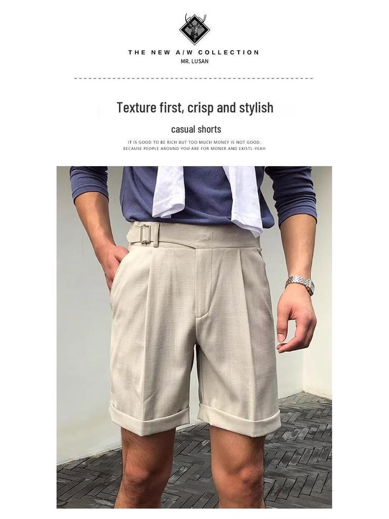 Naples Italian Summer Shorts - High-End Paris Buckle Waist, Thin Casual Trousers