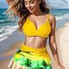 Sexy geteilter hochtaillierter Rüschenprint Bikini Badeanzug Damen Bikini-Stil