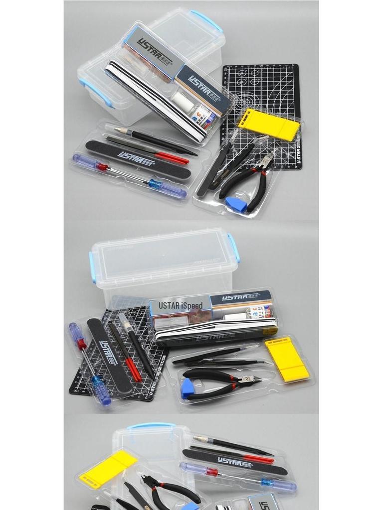 Gundam Modellmonteringsverktygssats: Avbitare, Hobbykniv, Pincetter, Elektrisk polermaskin