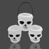 White Skull Candy Bucket with Handle Halloween Candy Kettle  Dolls House