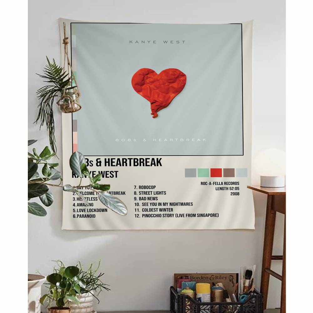 Rap Singer Kanye West Album covers Cartoon Tapestry Art Science Fiction Room Home Decor Wall Hanging Sheets