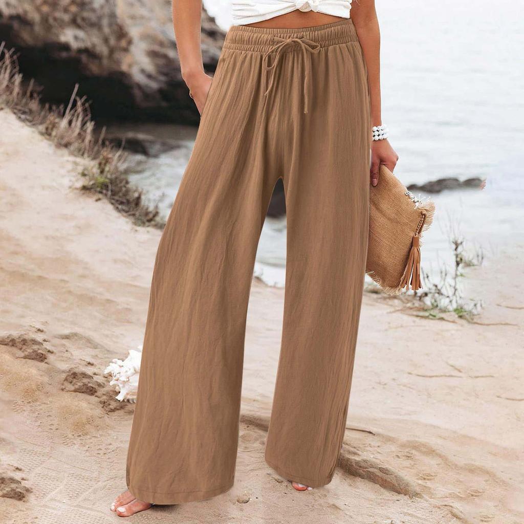 Women's Fashionable Loose Casual Color High Waist Wide Leg Casual Pants