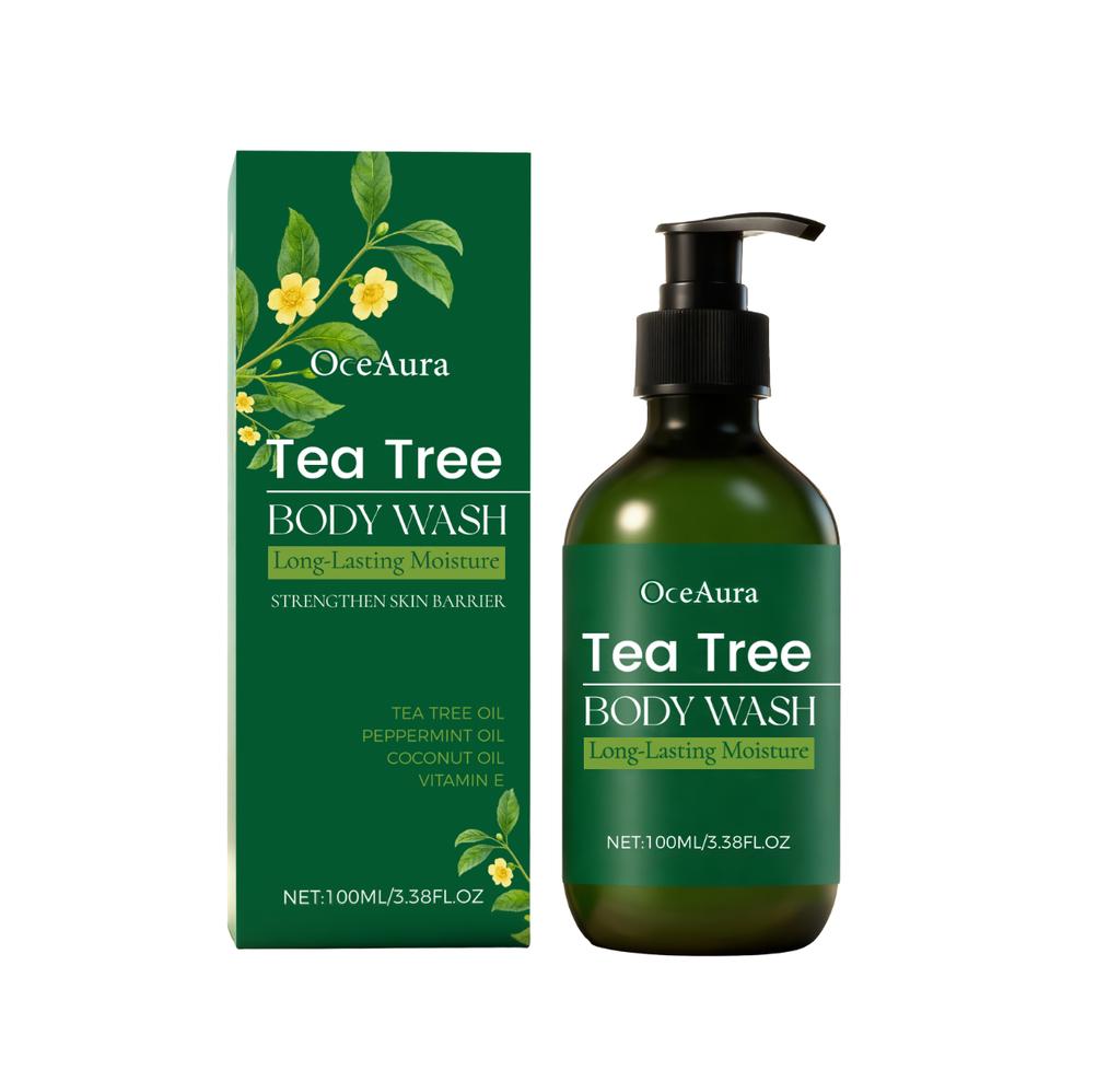 OceAura Tea Tree Body Wash Back Acne Removal Long Lasting Moisturizing Skin Barrier Strengthen Vitamin E Brightening Body Wash