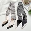 Striped long silk scarf, high-end sense fashion commuting versatile professional small scarf decoration hair tie bag streamer