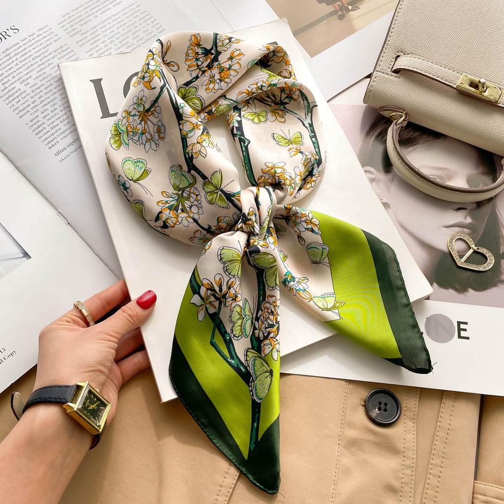 [Complete Works] Black and white simple cashew flower silk scarf premium waist ethnic style waist scarf decorative headscarf scarf workplace