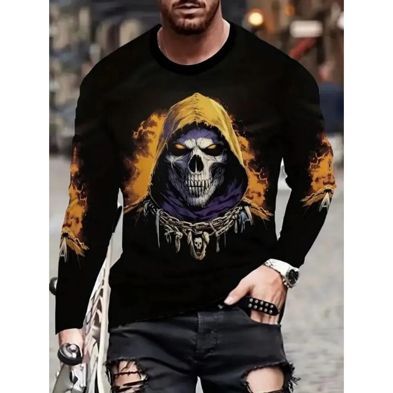 Fashion Men's Crew Neck Long Sleeve 3D Color Printing Summer Casual Short Sleeve Crew Neck T-Shirt