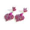 Retro Iridescent Rhinestone Fan-Shaped Dangle Earrings for Dinner Parties