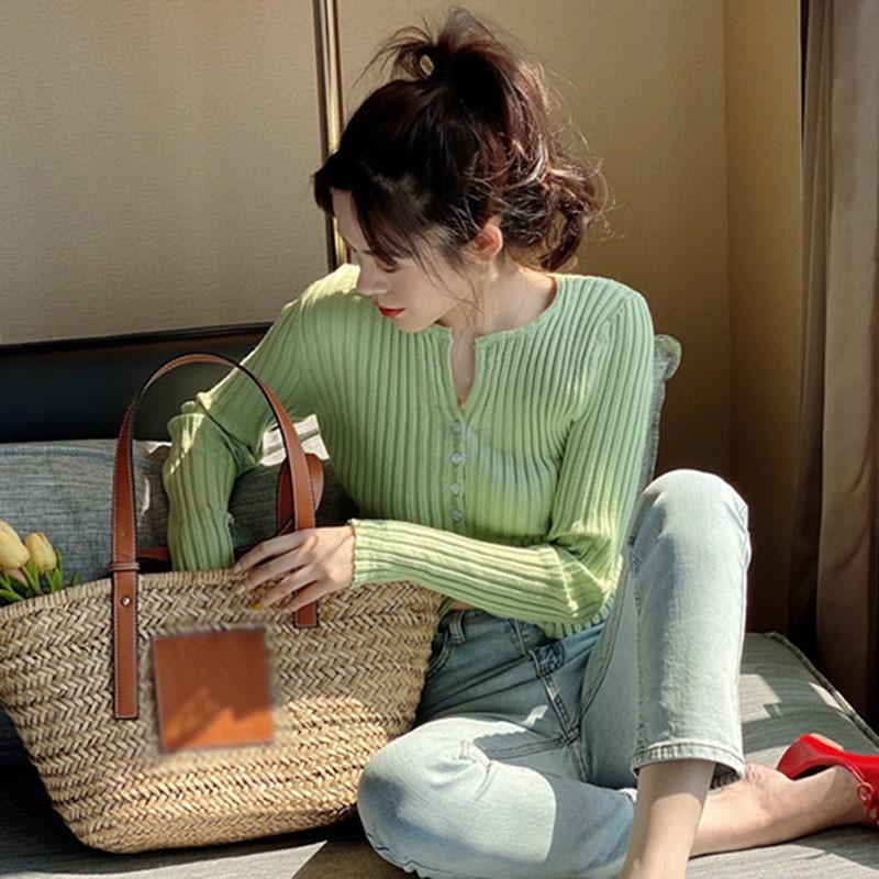 Women's Solid V-Neck Casual Long Sleeve Button Up Knitted Cardigan Tops