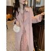 2025 Floral V-Neck Mid-Length Dress for Women: Spring & Autumn Rose Tea Break Design