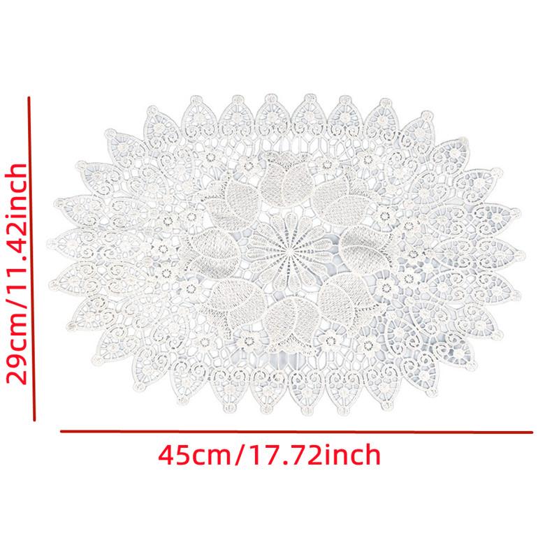 Oval White Lace Table Decoration Crochet Tablecloth Coaster Placemat Pad Doily Tablewear Home Decoration