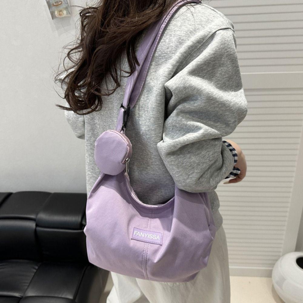 Large Capacity Lightweight Shoulder Bag Cream Color Simple Dumpling Bag  Students