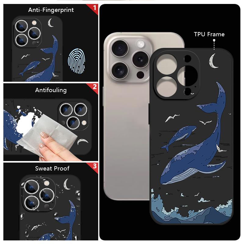 Shark Animal Patterned Phone Case For Samsung Galaxy S25 Ultra S24 S23 S22 Plus S21 FE A15 A16 A35 A36 A54 A55 A56 5G Shockproof Soft TPU Lanyard Case
