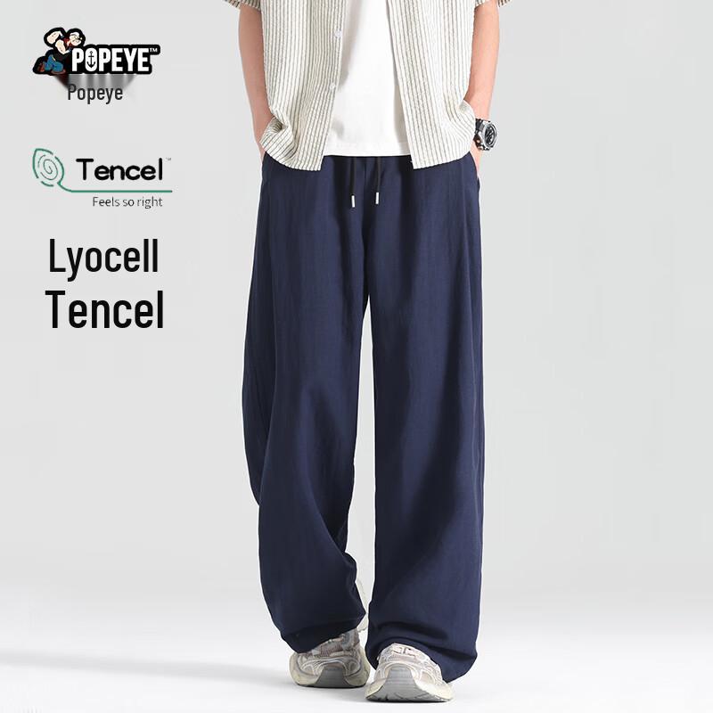 Popeye Men s Summer Linen Tencel Loose Straight-Leg Pants L