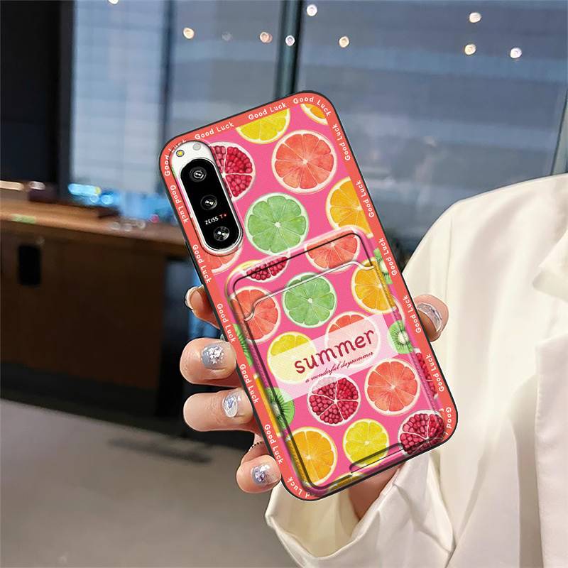 Anti-dust protective Phone Case For Sony Xperia5 IV Full wrap Back Cover Card slot Silicone Graffiti Durable Card bag