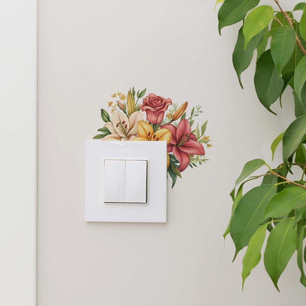 Autocolante de perete cu trandafiri pictați, bujori, dormitor, living, fundal de schimbare, înfrumusețare