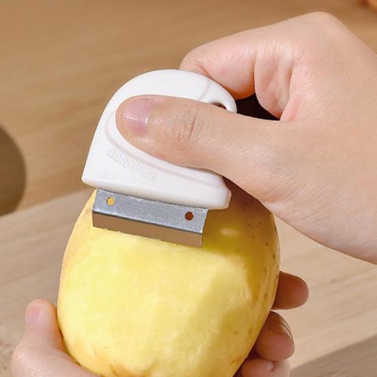 Stainless Steel Ginger Peeler, Mini Garlic Skin Remover Scraper, Multifunctional Vegetable Fruit Peeler with Non Slip Handle, Portable Hanging Hole