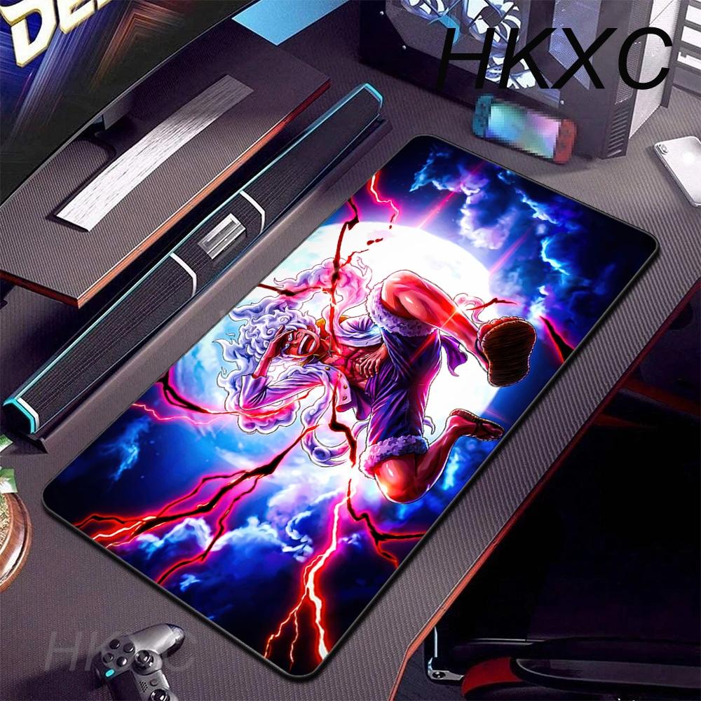 Large Desk Mat One Piece Luffy Gear5 Extended Gaming Mouse Pad Non-Slip Rubber Base Stitched Edge PC Gamer Laptop Keyboard Pads