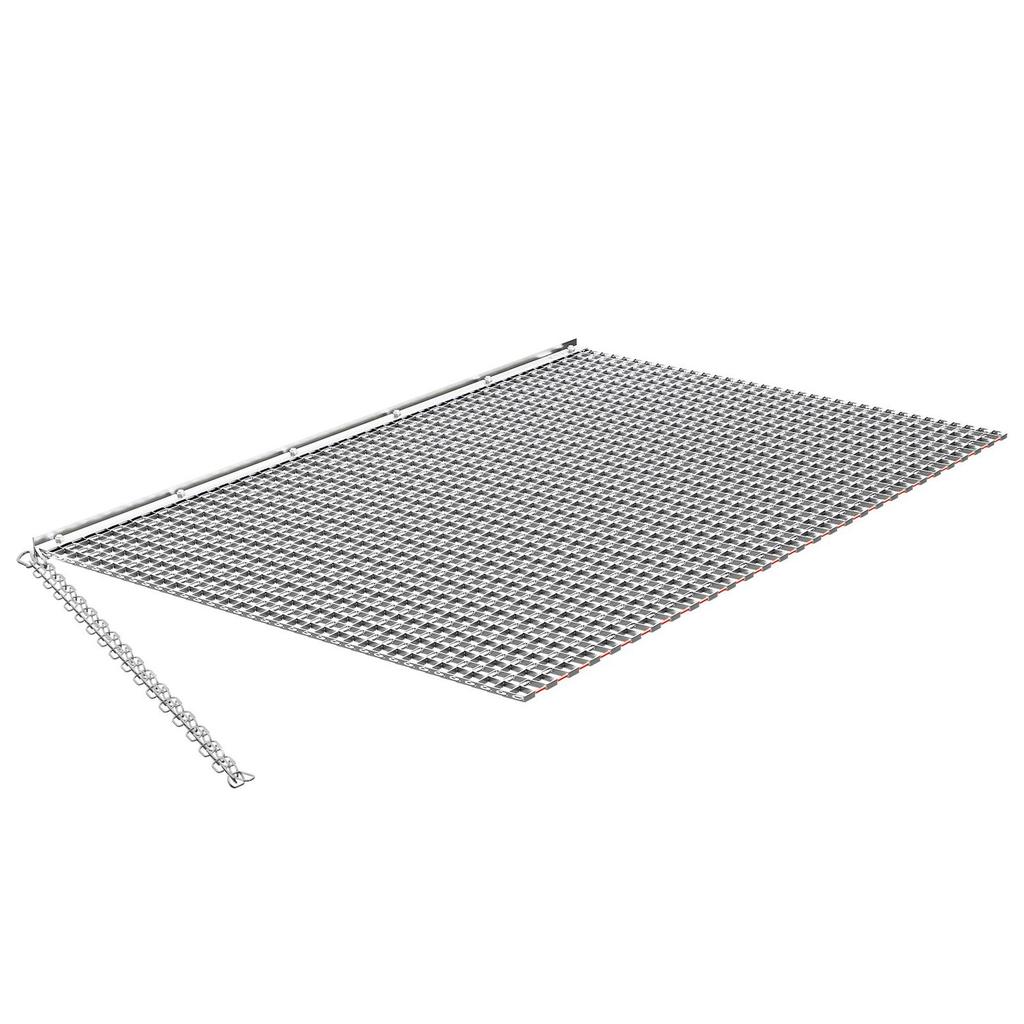 Drag Harrow, 1.8x0.9 M, High-Efficiency Chain Harrow Rake, ATVs UTVs Tractors Attachments, Durable Galvanized Steel Mesh Drag Mat with Towing Chain,