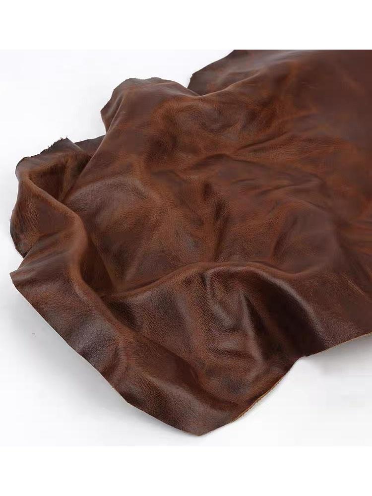 Brown Cowhide Fine Grain Whole Retro Seat, Sofa Bench Renovation, Top Layer Leather Fabric, Oil Wax Cowhide Leather Material