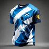 T-shirt Casual da Uomo con Maniche Raglan e Stampa a Quadri Calcio Scozzese, Manica Corta, Girocollo, per l'Uso Quotidiano