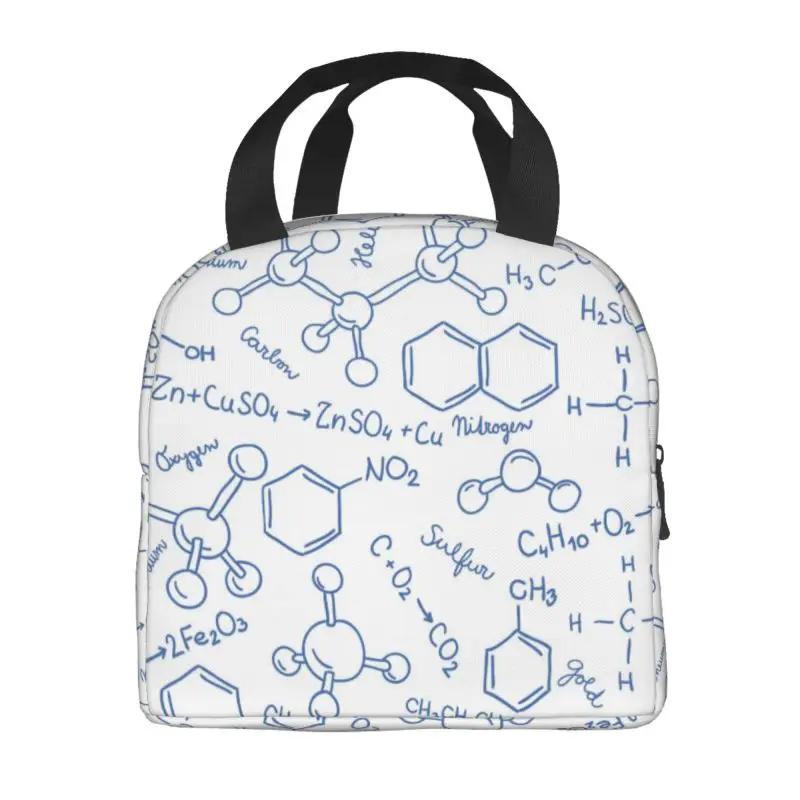 Science Chemistry Pattern Insulated Lunch Bags for Women Biology Resuable Thermal Cooler Food Lunch Box Work School Travel