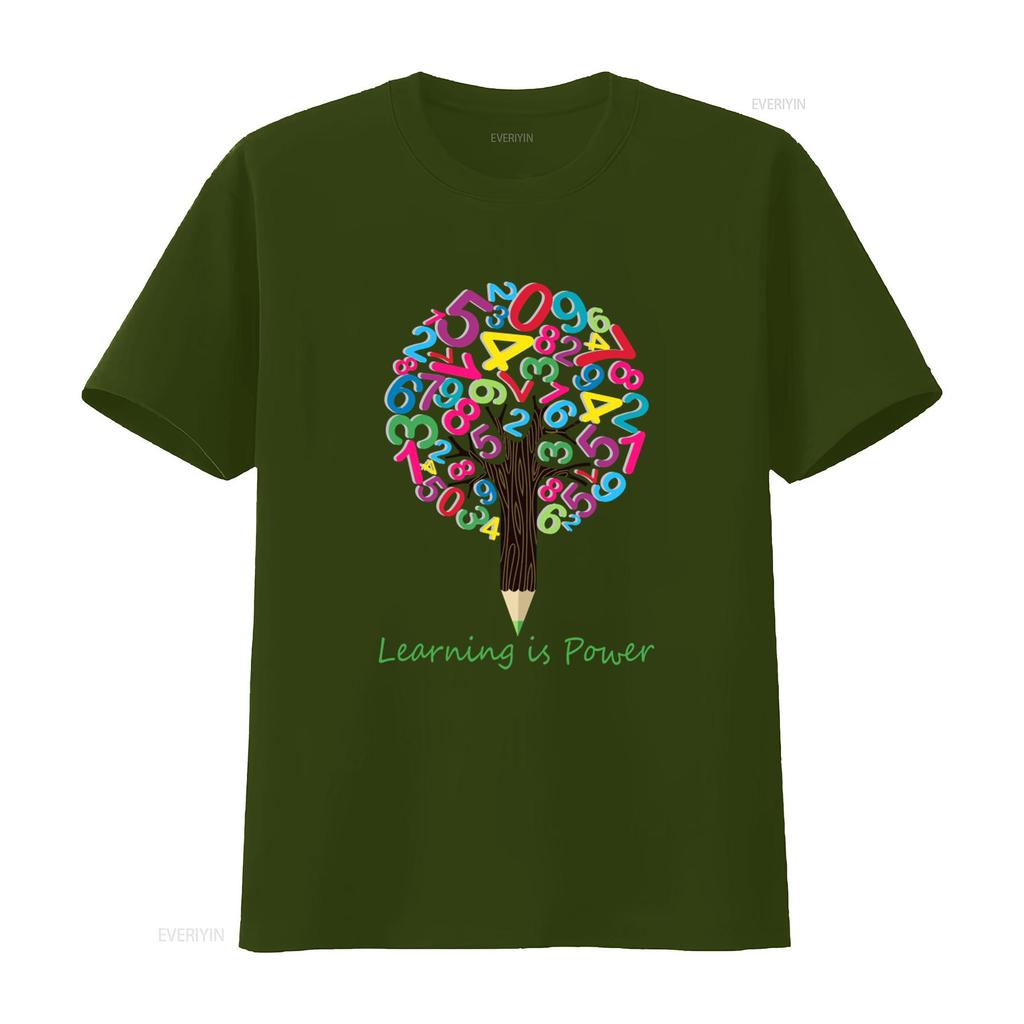 National Numeracy Day Maths Number Tree T Shirt for Boys Girls Kids Learning is Power Design vintage Washed Casual Soft