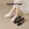 Augustine French single shoes women's 2025 new summer light mouth low heel square head Mary Jane with skirt small leather shoes
