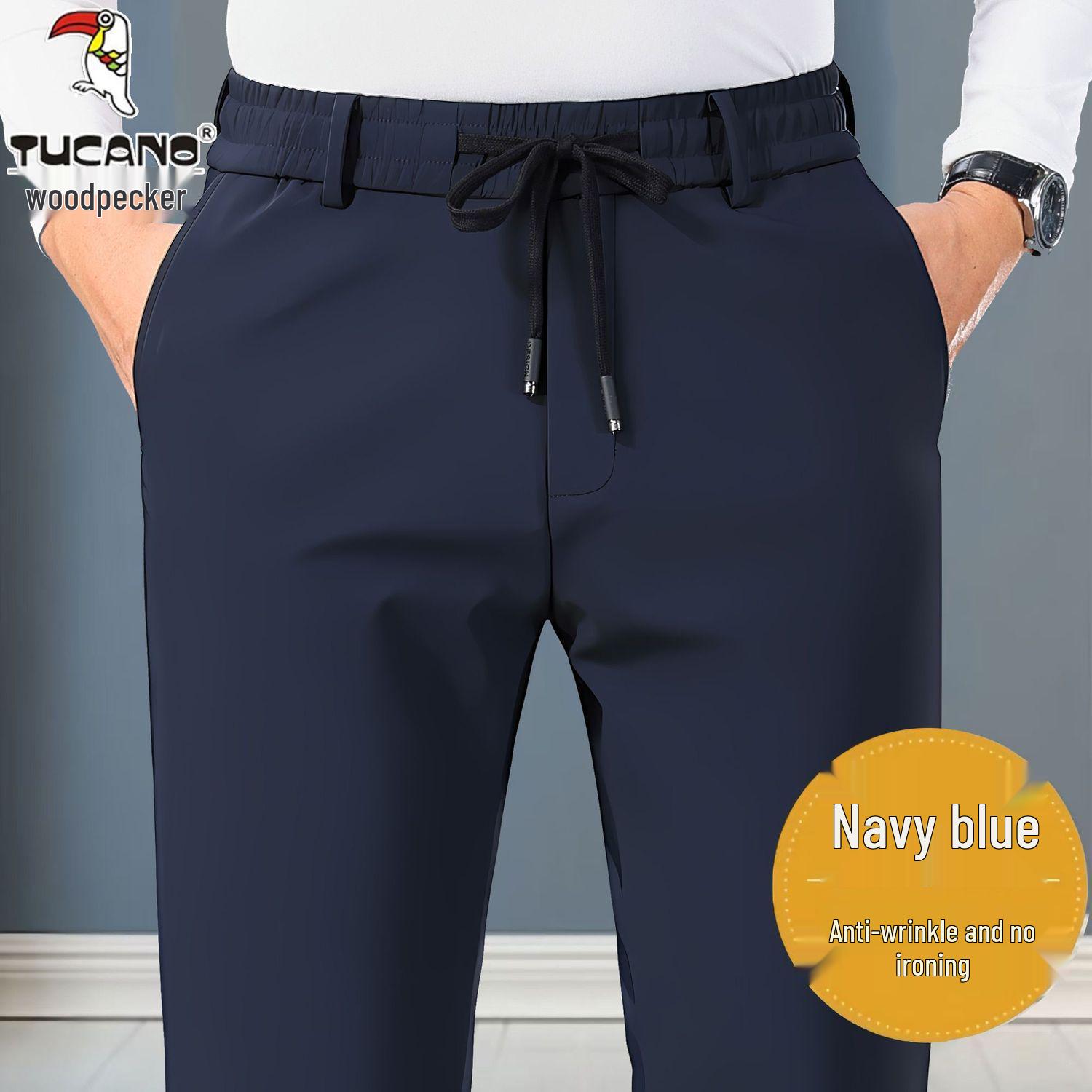 

Мужские флисовые брюки с высокой посадкой и эластичной тканью - Не мнутся, свободный крой, прямые штанины для осенних и зимних видов спорта 4XL (180-200 jin)