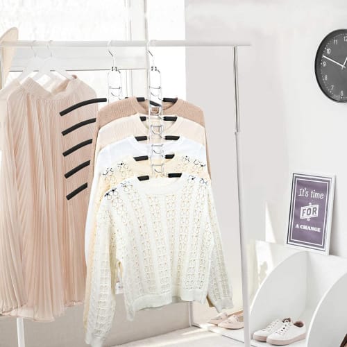 Hangerspace Hangers, Anti-Slip, Stainless Steel, Space-Saving, 5-Tier, Detachable, 360 Rotating, Set of 4, for Clothes Storage, Dress Shirts, and T-S