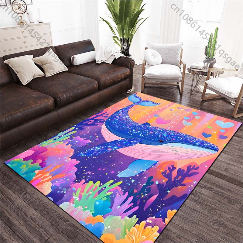 Dream Whale Printed Carpet for Living Room Bedroom Bedside Bathroom Floor Mat Area Rugged Sofa Mat Home Decor Luxury Gift