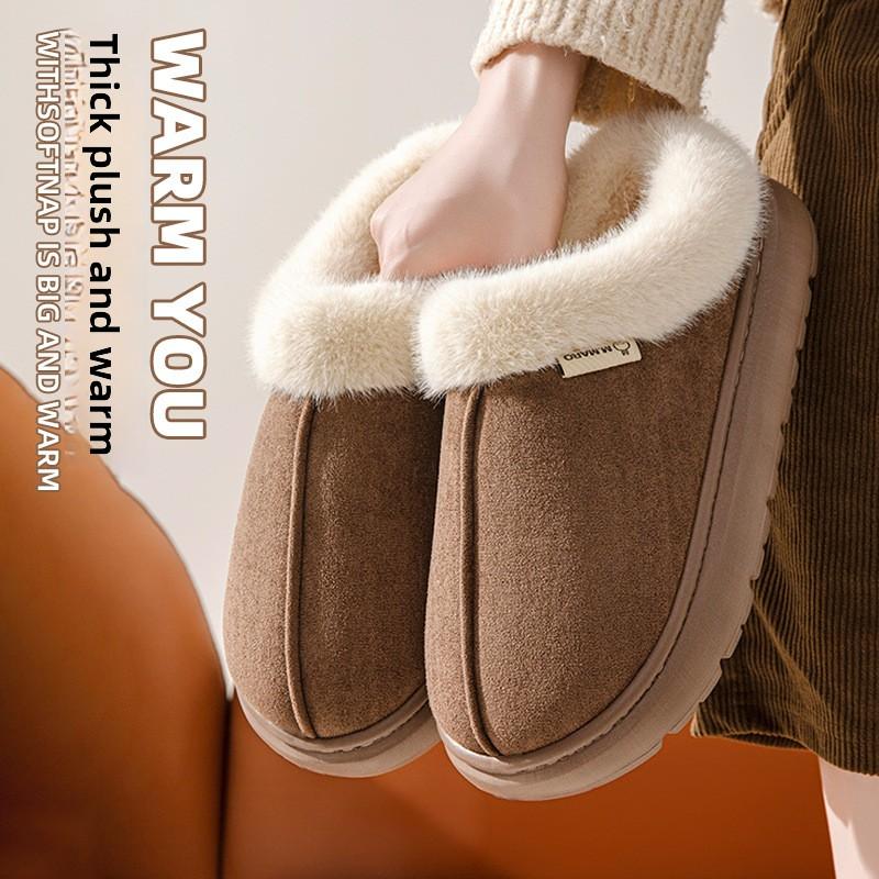 Cotton Slippers for Women, Winter Indoor Home, Thick Soled, Anti Slip, Outerwear Bag with Warm and Plush Cotton Slippers for Men