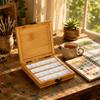Portable Paint Palette Watercolor Mixing Box Wooden with Metal Latch for Secure