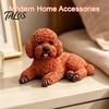 Dog Figurine Decor Realistic Teddy Statue, Desktop Small Pet Model, Cute Laying Sculpture Elegant Poodle Model for Car Dashboard, Desk, Shelf, Living