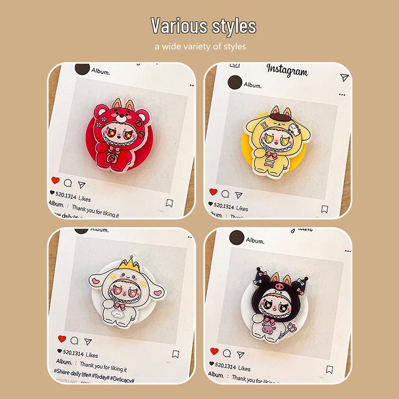 New Cute Cartoon Telescopic Folding Phone Holder with Airbag - Portable Desktop Back Sticker