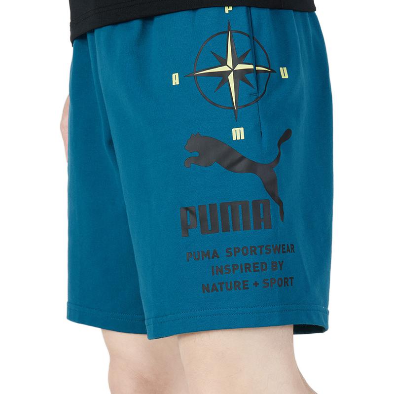 Puma Logo Print Elastic Waist Letter Casual Shorts Men shorts Blue 536943-44