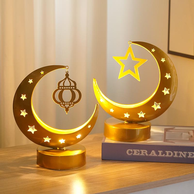 Cross-Border LED Moon Light: Creative Iron Art Table Lamp for Muslim Festivals