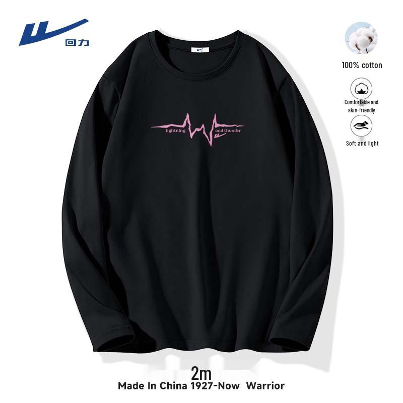 Унисекс хлопковая футболка с длинным рукавом Warrior, тяжелая L чёрный