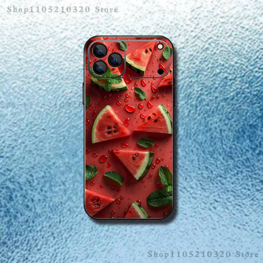 

Fruit Watermelon Phone Case For iPhone 17,16,15,14,13,12,Pro,Max,Plus,E,SE4,Air,Mini Black Soft Box iPhone13