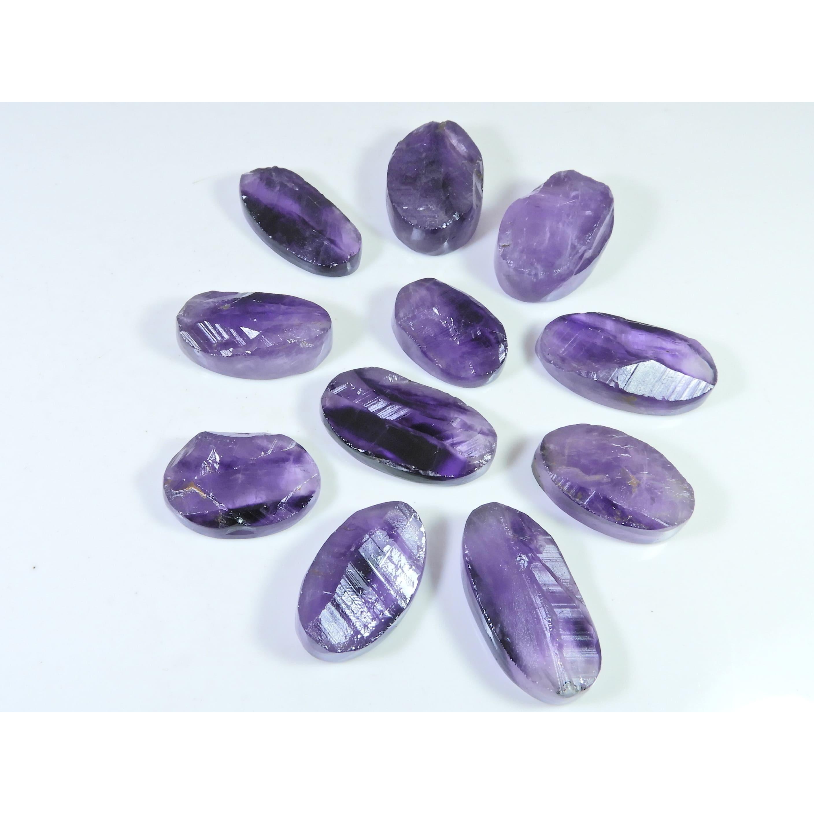 

391Cts.Natural Amethyst Druzy Oval Cabochon Loose Gemstone 11Pcs Lot 23-28MM C-1248