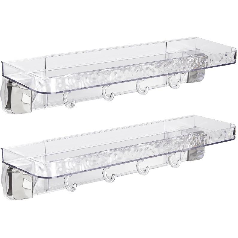 Shower Caddy Bathroom Shelves Corner 2 Pack Bathroom Organizers and Storage with 4 Hooks Bathroom shelves Suction Cup Shower Caddy for Bathroom, Dorm