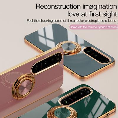Luxus Plattierung Silikon Magnetischer Ringhalter Handyhülle Für Sony Xperia 1 5 10 III IV V VI ACE II Stoßfest Galvanisierte Abdeckung