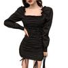 Temperament Dress Women's Spring New Korean Version of Sexy Pleated Shoulder Skirt Slim and Thin Short Skirt Tide