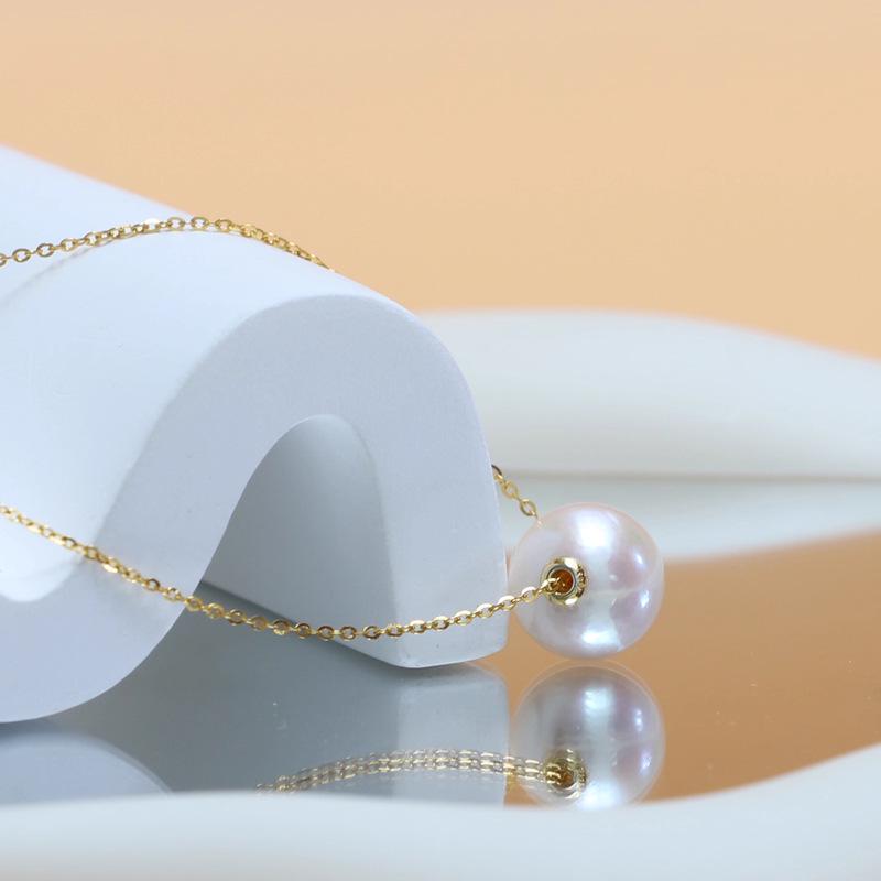 Edison Women's Natural Freshwater Pearl Necklace with Rolo Chain