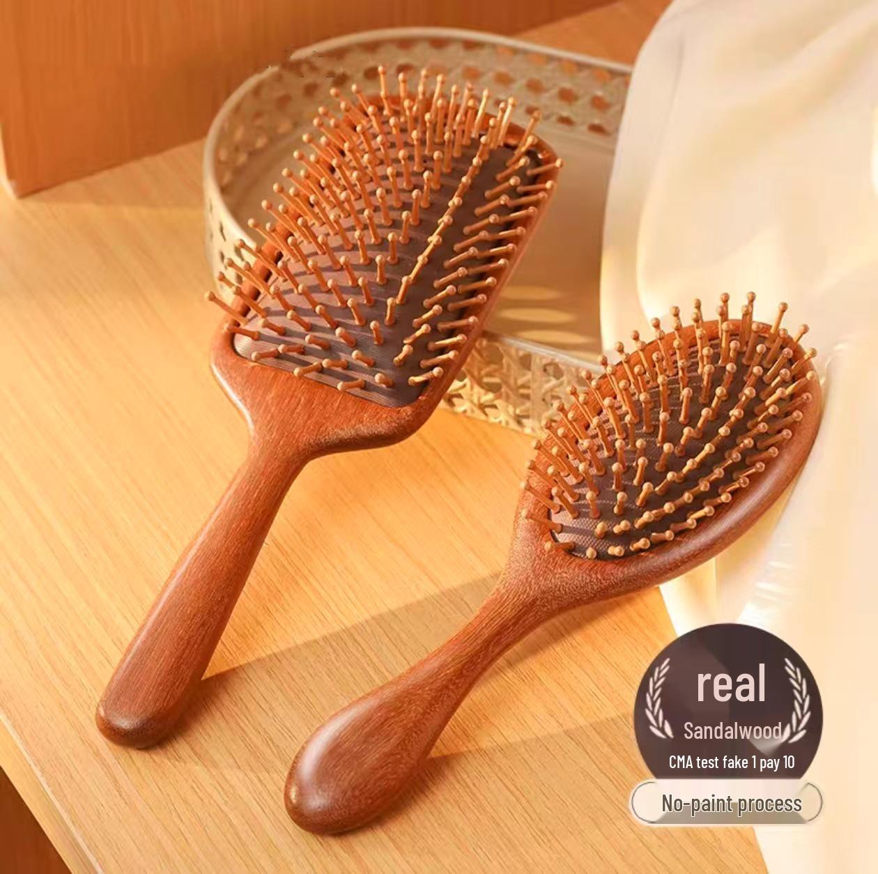 

Большая сандаловая массажная щетка с воздушной подушкой для длинных волос - Гладкая подушечная лопаточная расческа