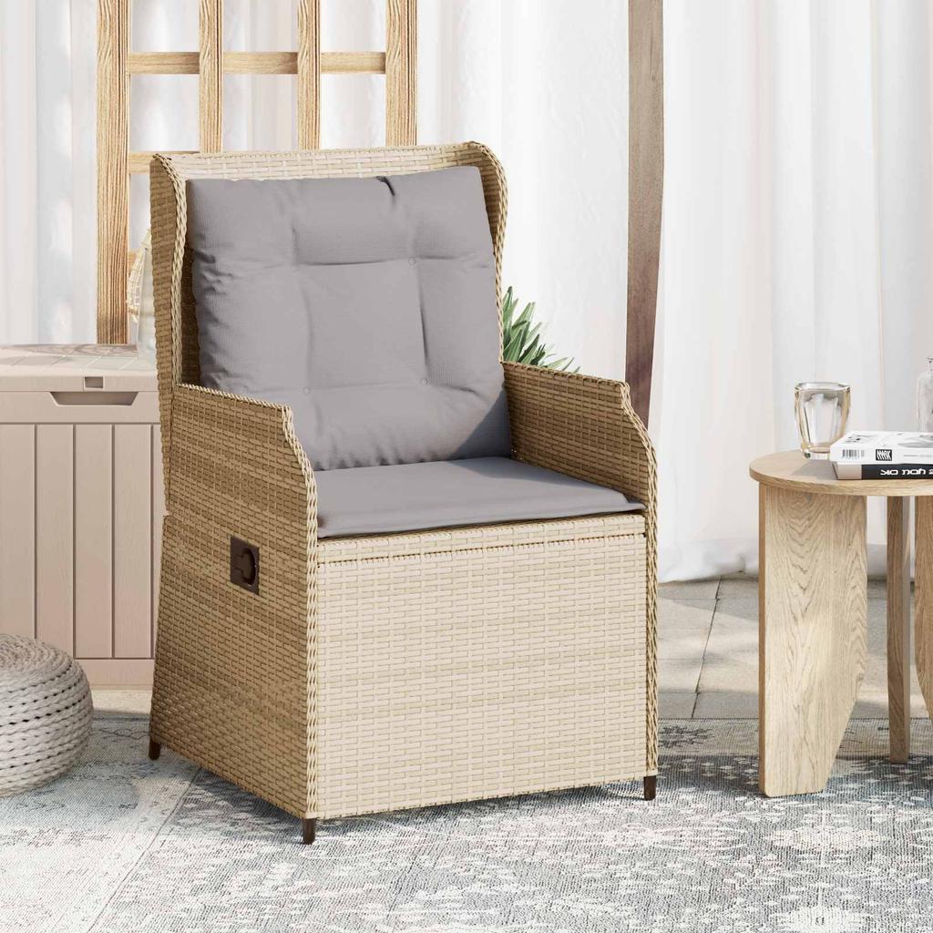 Garden Bench 2 pcs Beige Poly Rattan