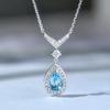 S925 Sterling Silver Akvamarin Vattendroppe Halsband för Kvinnor - Sommar Födelsesten Nyckelbenskedja