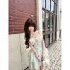 Pure desire floral dress for women's summer leisure, a while ago, showing thinness and waist princess cake dress, sweet lace short dress
