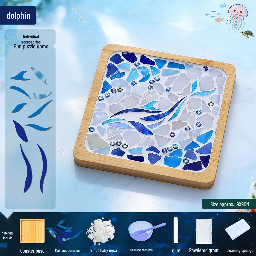 Marine Life Series DIY Mosaic Coaster Kit: Cultural Collage Materials